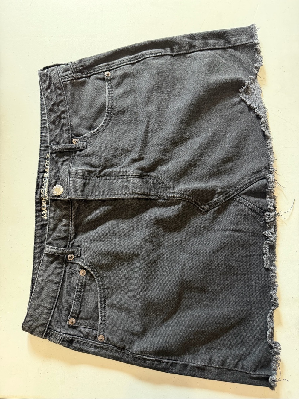 American Eagle Outfitters Black Denim Mini Skirt with Button Fly